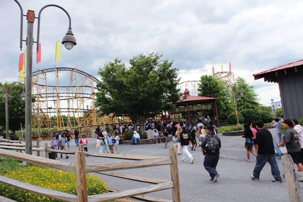 Adventure Park USA Wildcat Coaster and Carousel with Students on school trips